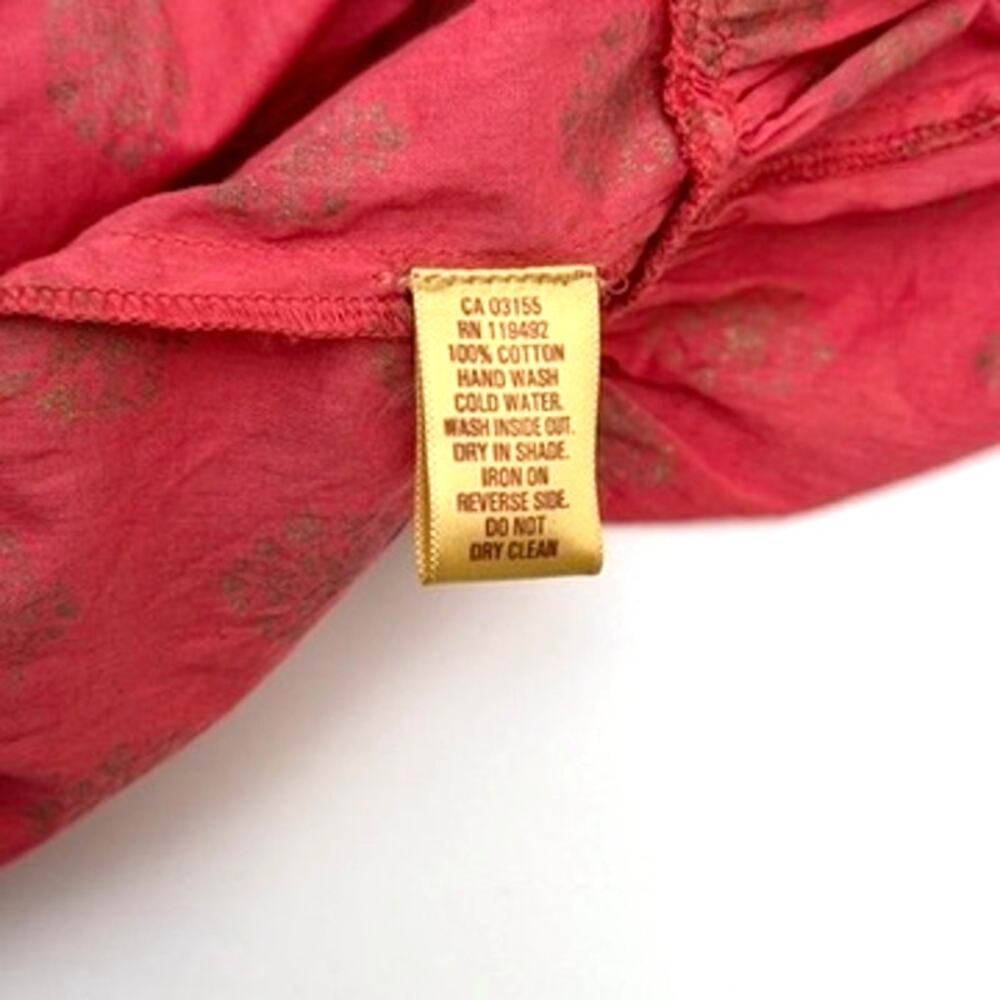 Vtg April Cornell Coral Pink & Metallic Gold Maxi Dress- Size XL Boho - Hippie - Picture 7 of 8
